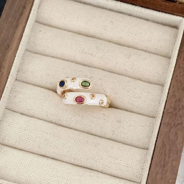 Bague en plaqué or 14K et zirconium pour femmes, design géométrique minimaliste, bijou de fête vintage et mariage occasions spéciales