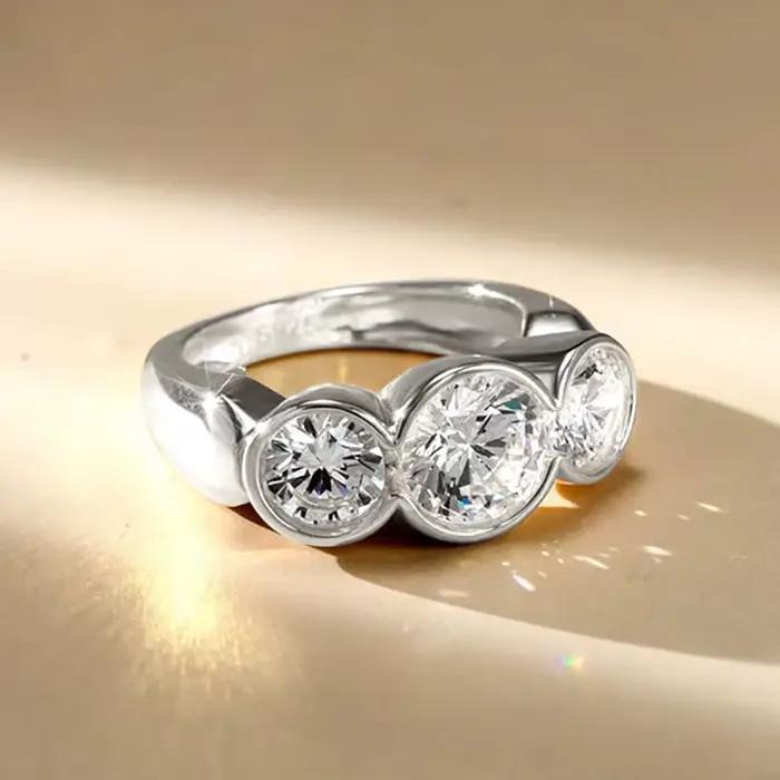 Ehhai – bague ronde en Moissanite pour femmes