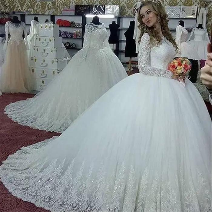 Robes De Noiva personnalisées manches longues