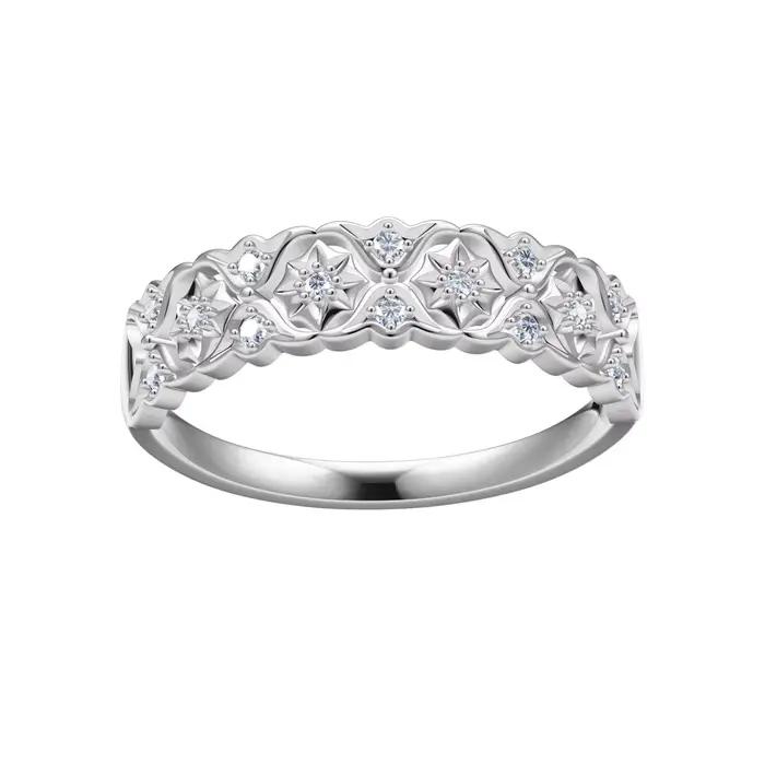 DEF couleur 0.1ctw coupe ronde HPHT Cvd laboratoire diamant alliance véritable bague en or blanc 10k pour les femmes