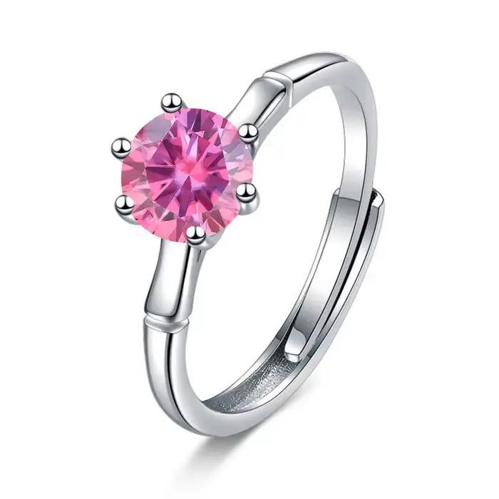Moisstalk-Bague en argent regardé 100% pour femme, bague de rencontre pour travailleurs, bijoux cadeaux, 1 carat, 925