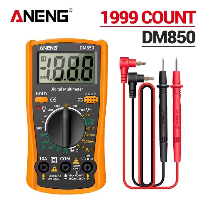 ANENG DM850-Multimètre numérique automatique professionnel, testeur de tension AC/DC automatique, outil de détection d'ampèremètre de courant Ohm, 1999 points