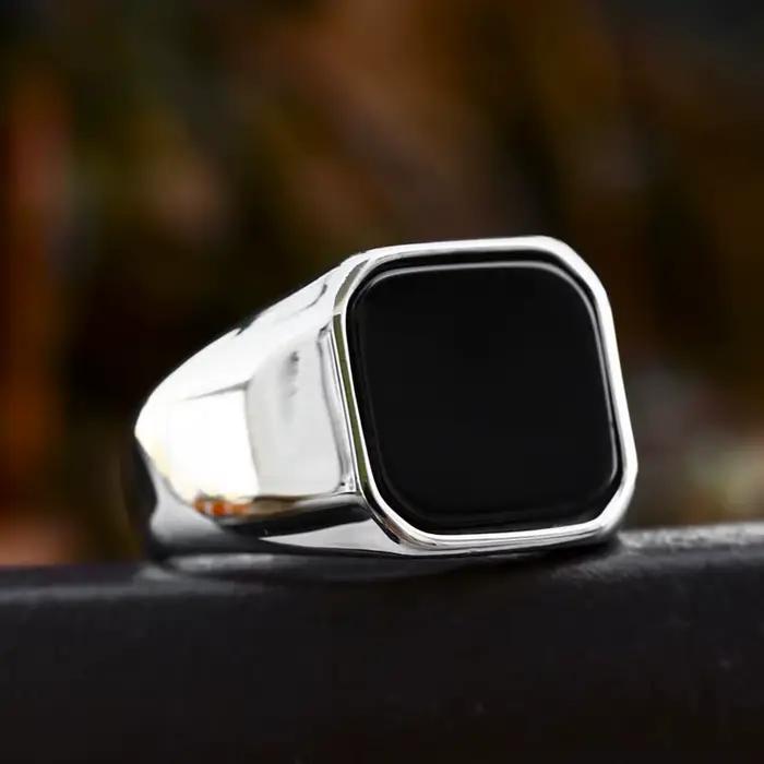 Bague en acier inoxydable poli pour hommes
