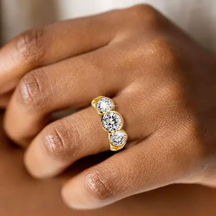 Ehhai – bague ronde en Moissanite pour femmes