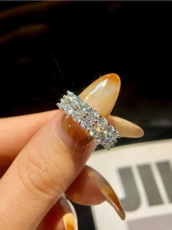 Bague de luxe en moissanite couleur D 1