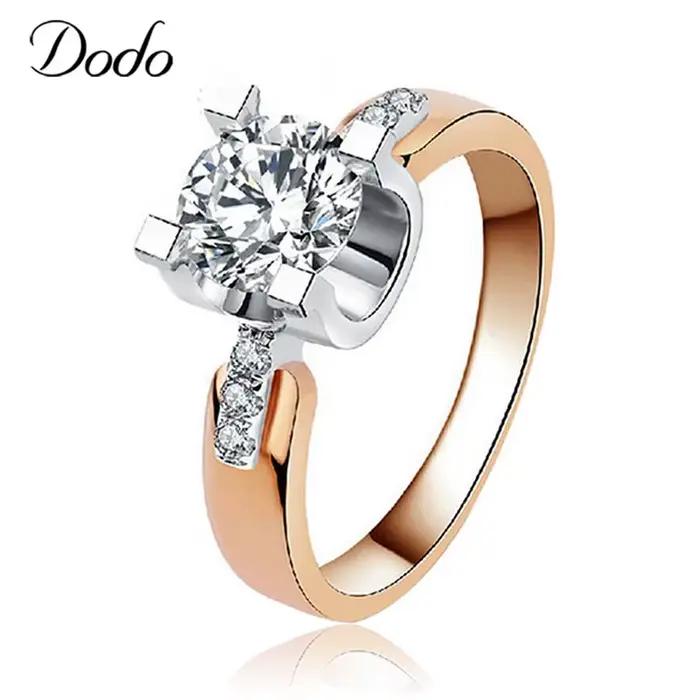 Bague en cristal AAA vintage or rose/blanc classique pour femmes occasions spéciales anniversaire mariage