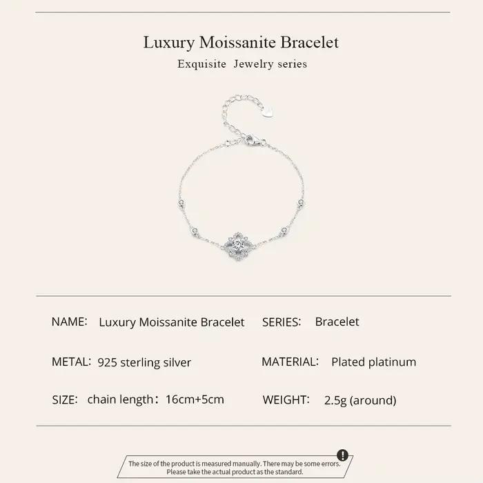 Bracelet en argent sterling 925 sertie de moissanite brillante et élégante pour femmes pour occasions spéciales engagement cadeau de fiançailles
