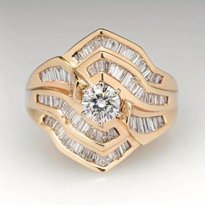Bague de fiançailles de luxe en zircone synthétique en forme de rose pour femme