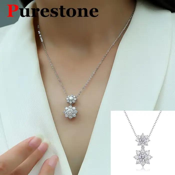 Collier de luxe en diamant Moissanite pour femmes