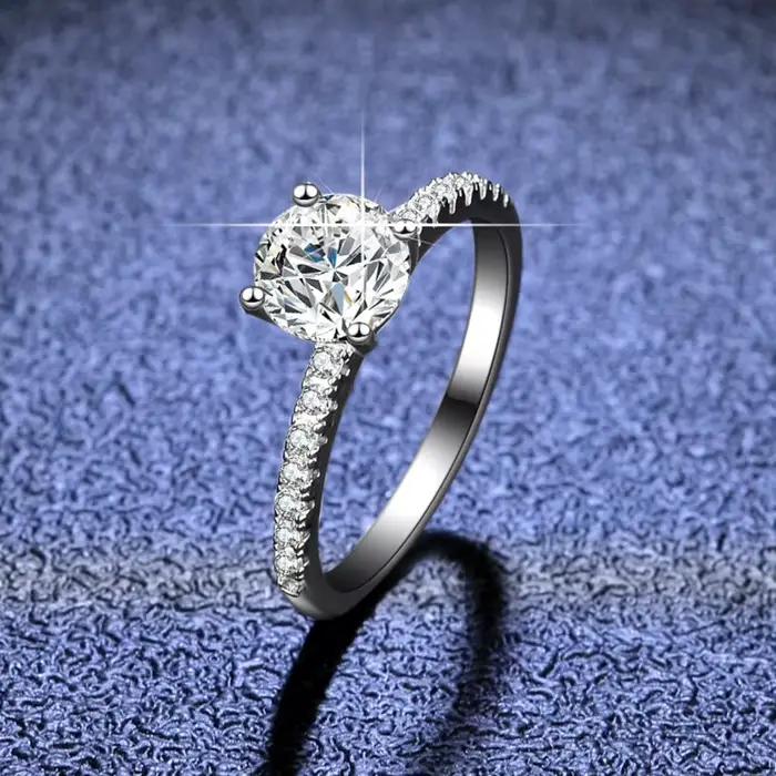 Bague en argent sterling 925 sertie de moissanite et zirconium pour femmes engagement mariage alliance JOYCE JELLY