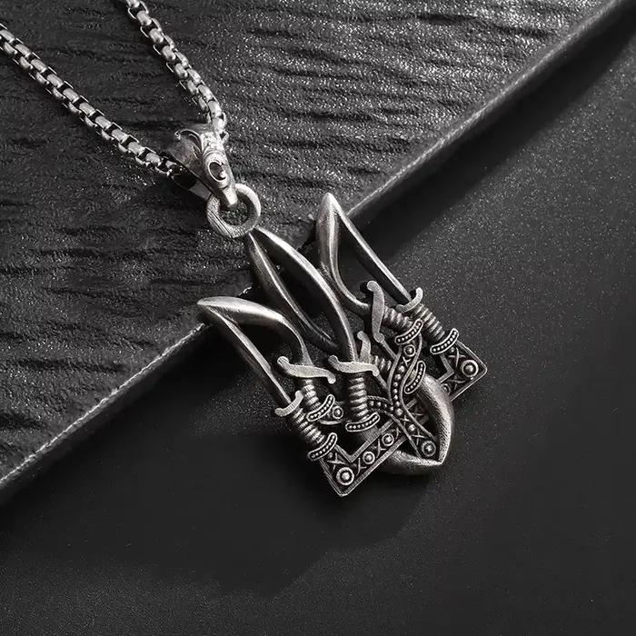 Collier Trident rétro Neptune Poseidon Accessoire de Bijoux Tendance pour Hommes Occasions Spéciales Multicolore Elégant