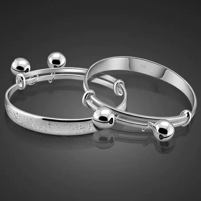 Bijoux en argent Sterling 925 pour enfants, délicat, fin, tendance, mignon, cloche de bébé, Bracelet et cheville, breloque porte-bonheur, cadeau de vacances pour bébé