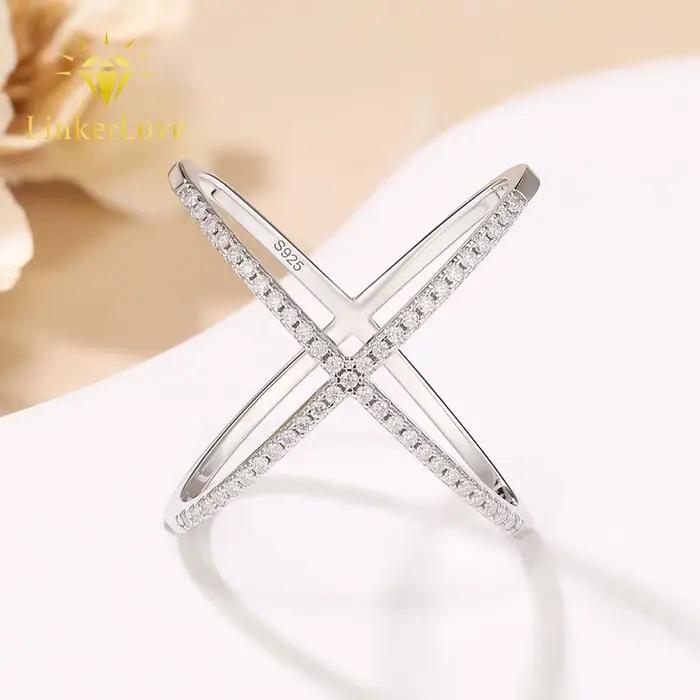 Bague X en Moissanite LinkerLove pour Femme