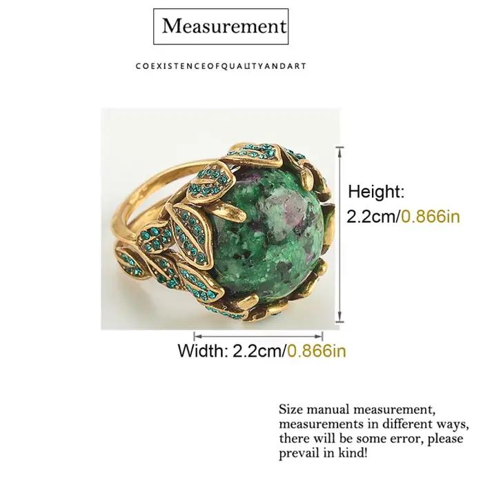 Bague de cocktail LOVE GREEN LIVE GREEN en plaqué or 18 carats avec pierre verte pour femmes occasions spéciales engagement mariage