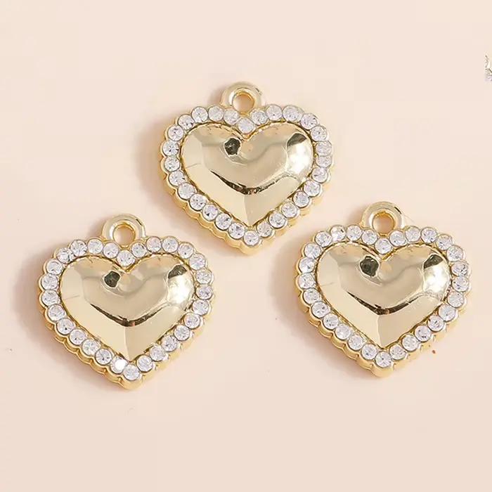 Leslie-Perles de Clip Exquises, Breloques en Forme de Cœur d'Amour, Bijoux de Bricolage, Collier Fait à la Main, Bracelet, Boucles d'Oreilles, 5 Pièces