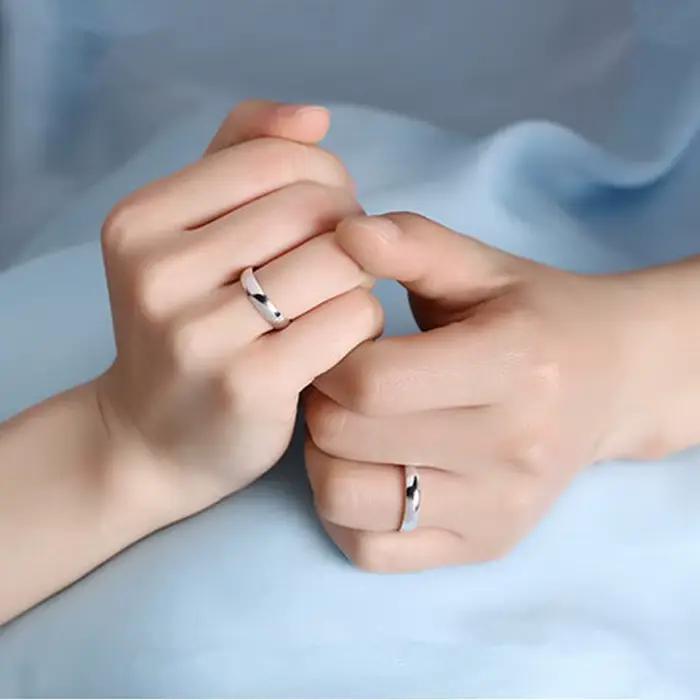 Buyee 925 bague de couple en argent Sterling gravure nom et Date