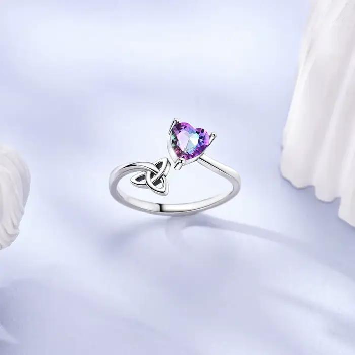 Bague Ajustable en Argent Sterling 925 avec Nœud Celtique Vintage et Cœur d'Amour pour Femme Occasions Spéciales Anniversaires Mariage Cadeau d'Engagement