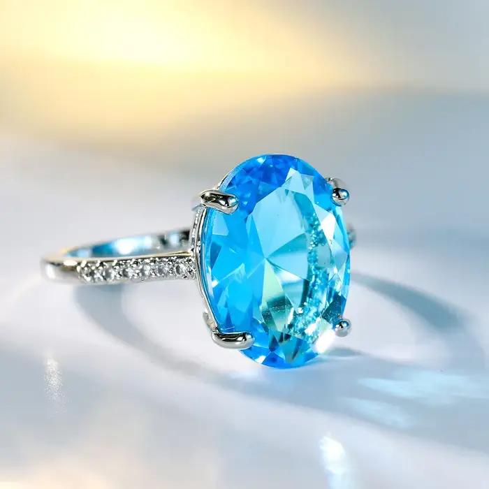 Bague en argent sterling 925 sertie de zirconium blanc et cristal pour femmes, bague de fiançailles, alliance de mariage, cadeau pour Saint-Valentin, Fête des Mères, Noël, occasions spéciales