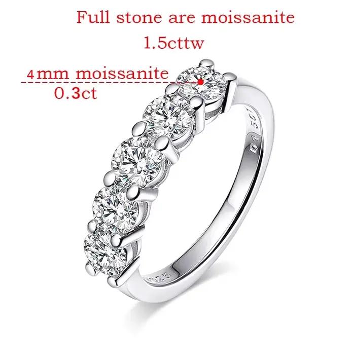 Bague Moissanite en or blanc D pour femmes
