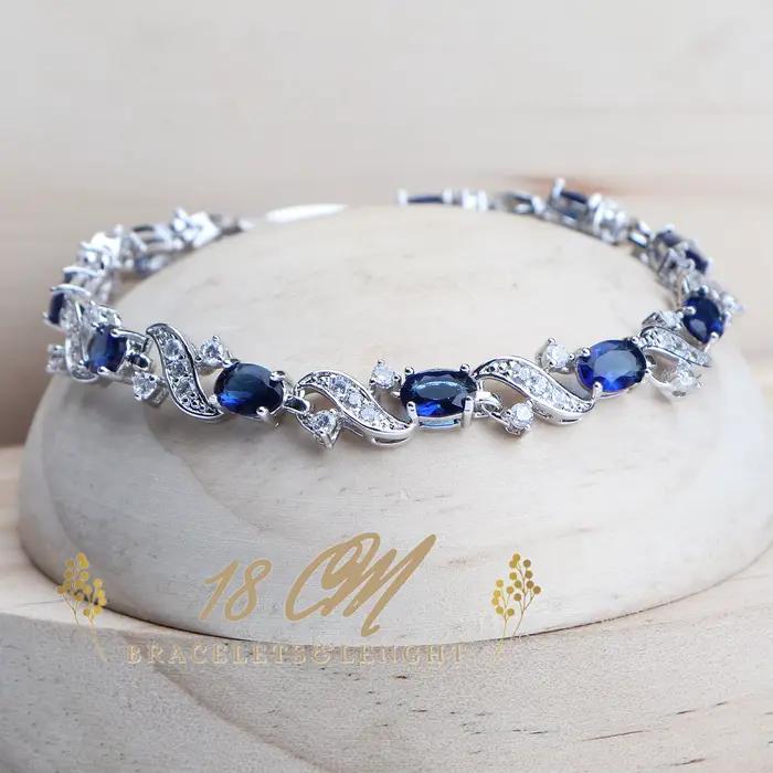 Ensemble de bijoux de mariée en argent 925 serti de zircone cubique bleu pour femmes occasions spéciales mariage fête utilisation quotidienne