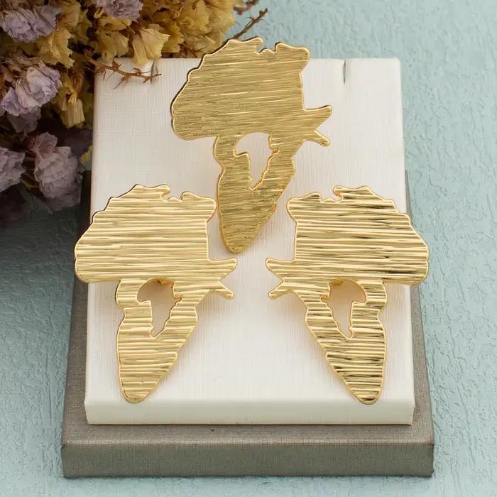 Ensemble de bijoux couleur or design carte africaine pour femmes occasions spéciales mariage cadeau de fiançailles