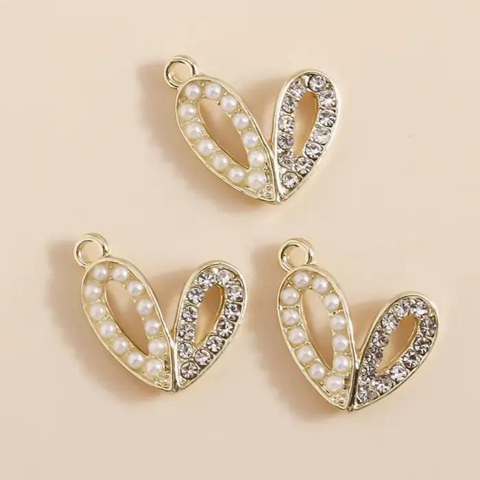 Leslie-Perles de Clip Exquises, Breloques en Forme de Cœur d'Amour, Bijoux de Bricolage, Collier Fait à la Main, Bracelet, Boucles d'Oreilles, 5 Pièces