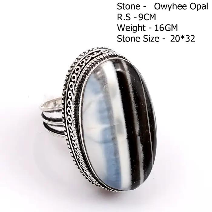 Bague en pierres semi-précieuses Amazonite Labradorite Tourmaline Noire Jaspe Agate pour femmes occasions spéciales mariage cérémonie remise de diplôme style sophistiqué