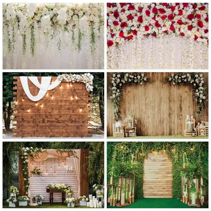 Scène de mariage décoration de fête Photocall douche nuptiale toile de fond fleurs mur Floral bébé anniversaire