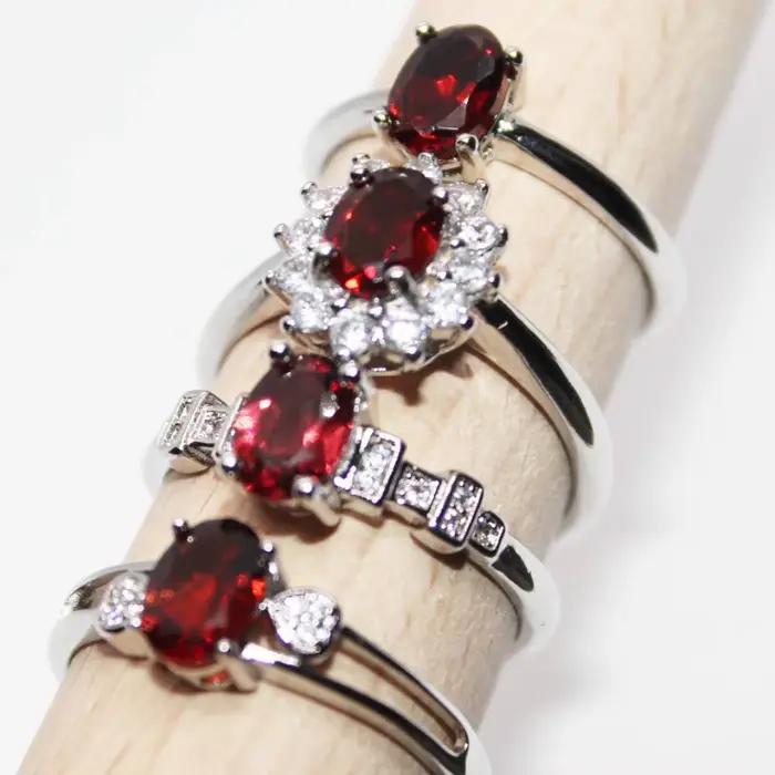 Bague AKAC en grenat rouge naturel réglable pour femmes, bijou de mariage, anniversaire, cadeau de remise de diplôme, beauté éternelle et passionnée