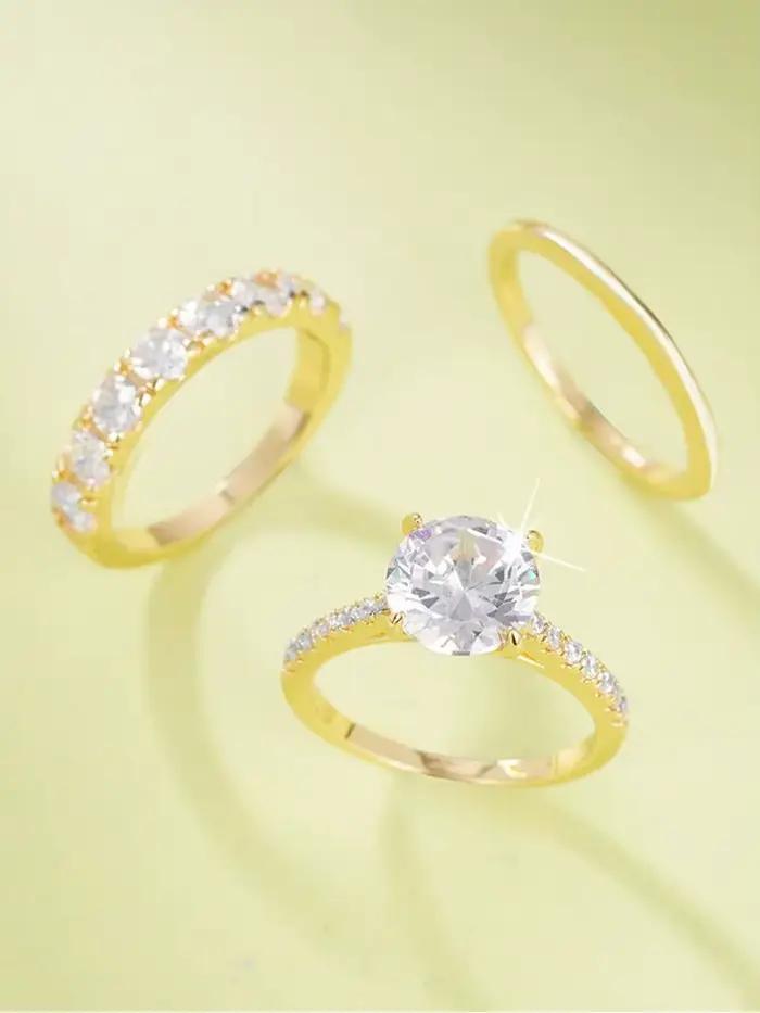 Bague de fiançailles en argent sterling 925 avec pierres en zircon blanc pour femmes occasions spéciales mariage engagement elegance classique