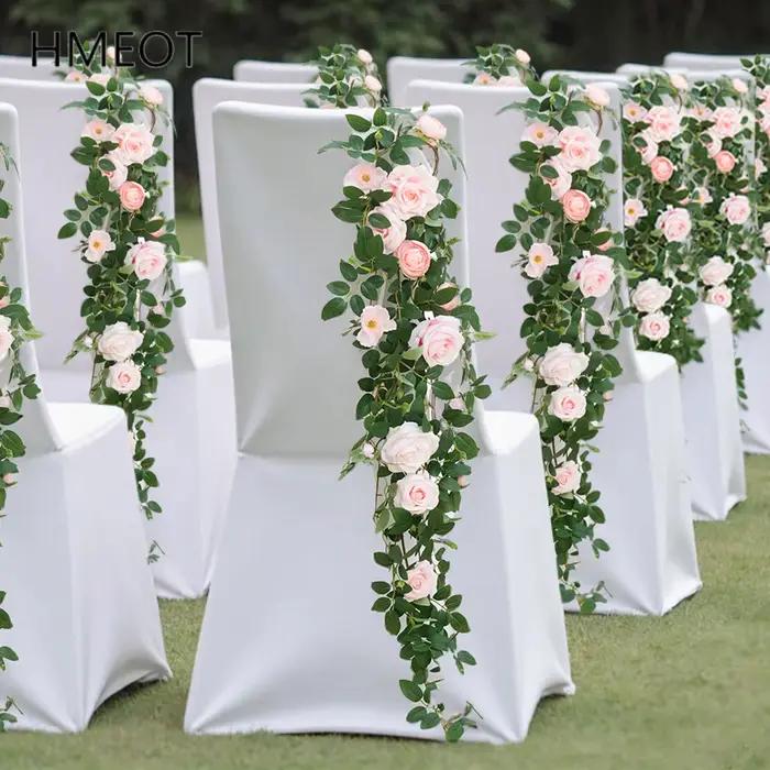 Décoration florale de mariage en soie 4 pièces pour rangées de chaises extérieures occasions spéciales