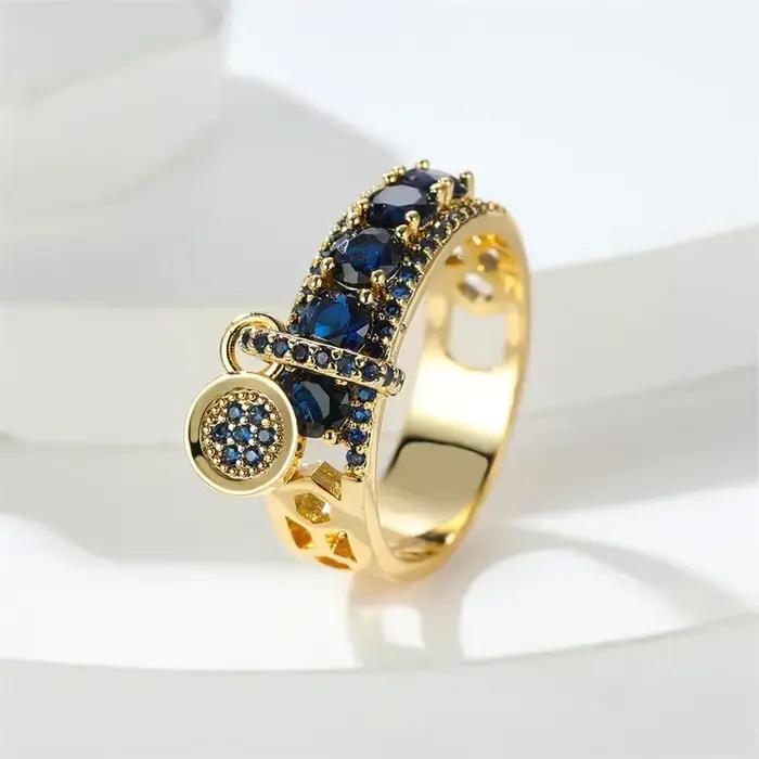 Bague en pierre bleu royal vintage pour femme