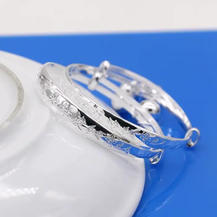 Bijoux en argent Sterling 925 pour enfants, délicat, fin, tendance, mignon, cloche de bébé, Bracelet et cheville, breloque porte-bonheur, cadeau de vacances pour bébé