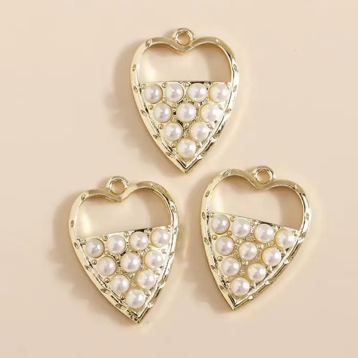 Leslie-Perles de Clip Exquises, Breloques en Forme de Cœur d'Amour, Bijoux de Bricolage, Collier Fait à la Main, Bracelet, Boucles d'Oreilles, 5 Pièces