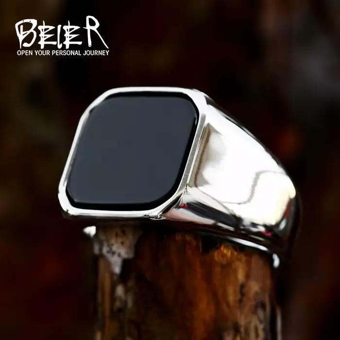 Bague en acier inoxydable poli pour hommes