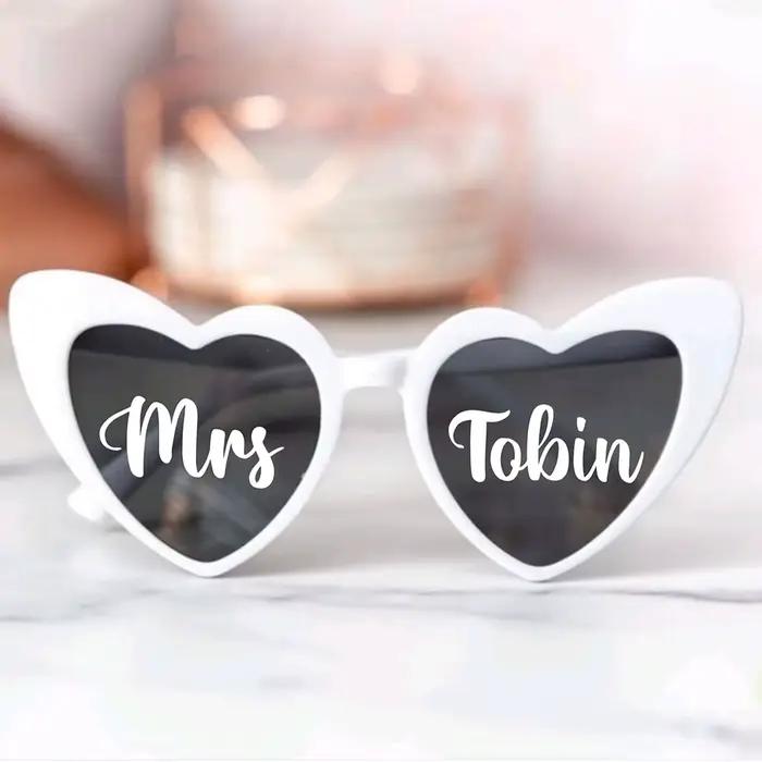Autocollants personnalisés en vinyle pour lunettes de soleil de mariée