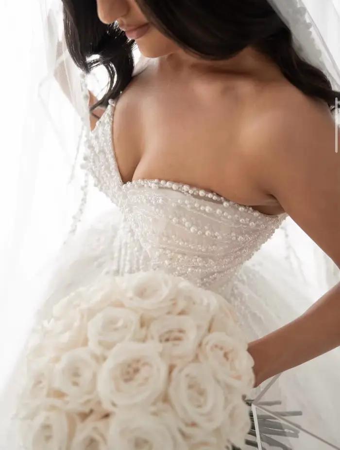 Robe de mariée Vinca Sunny en polyester avec perles, sans manches, silhouette princesse, train de balayage, décolleté Mon Amour, tulle, conception à lacets, adapté pour les femmes enceintes, blanc, champagne, ivoire, multi, rose, rouge