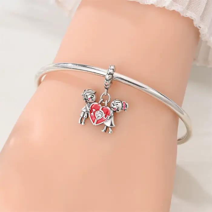 Pinky promesse Couple breloques perles 925 en argent Sterling tenant la main t'aime pendentif ajustement Original Bracelet bijoux à bricoler soi-même cadeau