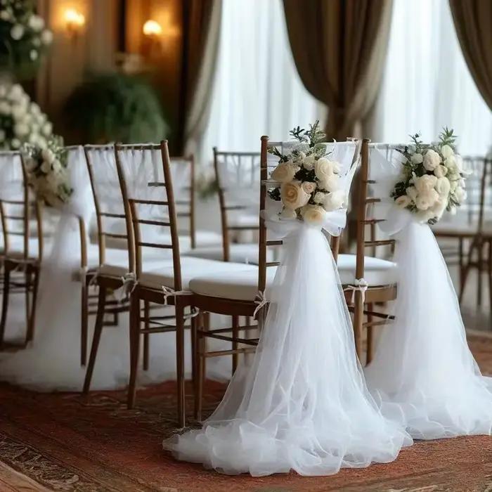 10 pièces de nœuds de chaise en mousseline pour décoration d'allée de mariage