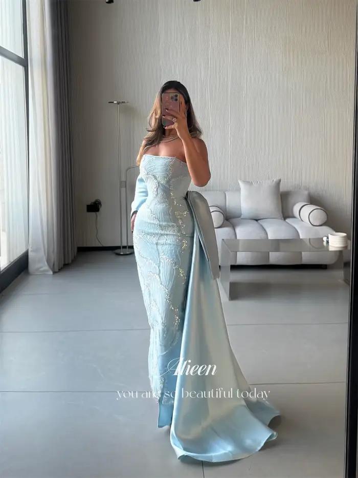 Robe de soirée élégante en chiffon satiné sirène sans bretelles pour femmes occasions spéciales soirée officielle