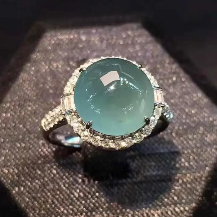 Bagues en calcédoine bleue de lac de glace haute naturelle pour femmes