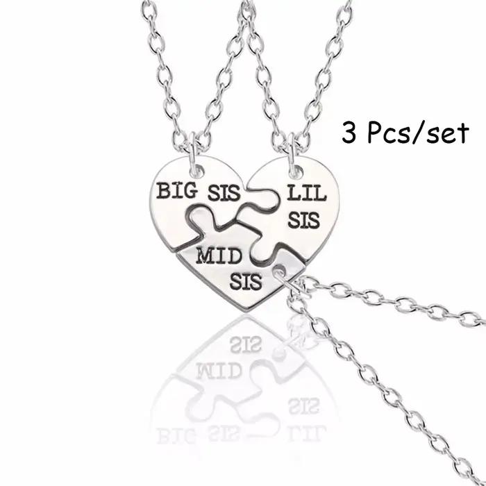 Collier pendentif grand réglable petit réglable pour femme, coeur creux, puzzle, amis, famille, bijoux cadeaux, 2/3 pièces par ensemble
