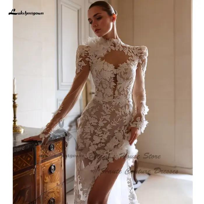Robe de Mariée Sirène en Dentelle Luxe avec Veste Amovible et Poignées Boîte Chic Occasions Spéciales