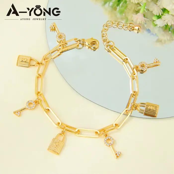 Bracelet de mode plaqué or 21 carats chaînes à maillons arabes élégantes bijoux de fête pour femmes occasions spéciales voyage traditionnels