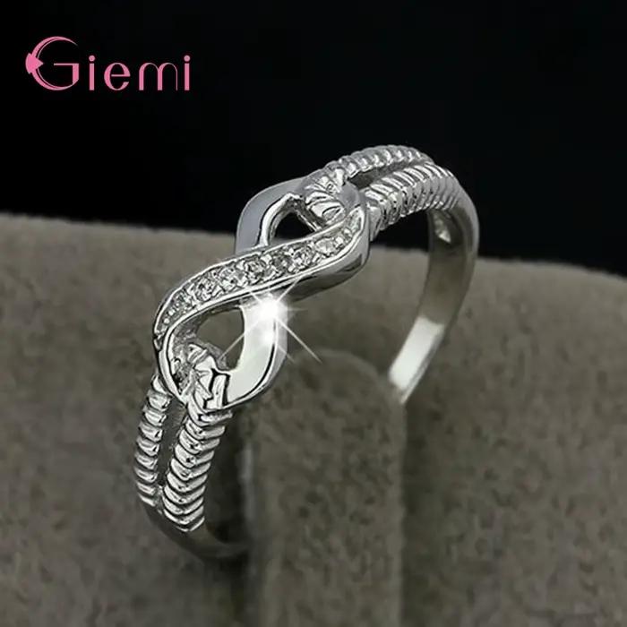 Bague Infinity en argent Sterling 925 sertie de zircon cubique romantique à offrir pour femmes occasions spéciales alliance de mariage amour éternel