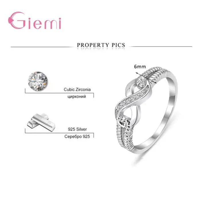 Bague Infinity en argent Sterling 925 sertie de zircon cubique romantique à offrir pour femmes occasions spéciales alliance de mariage amour éternel