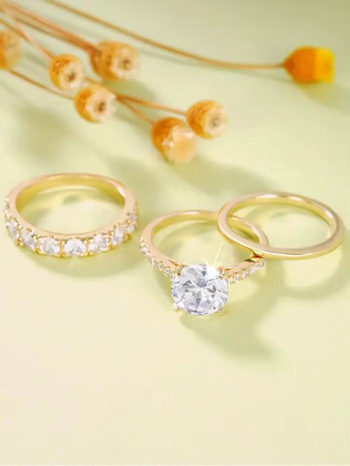 Bague de fiançailles en argent sterling 925 avec pierres en zircon blanc pour femmes occasions spéciales mariage engagement elegance classique