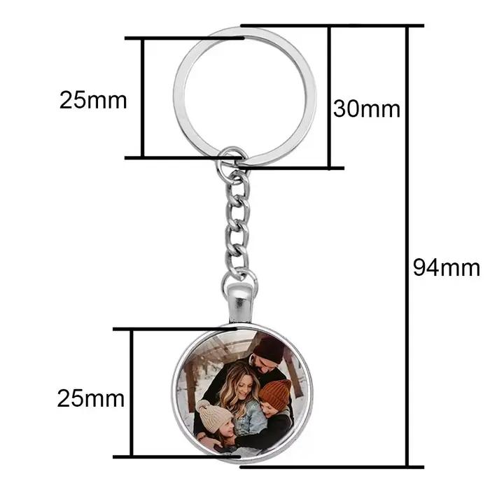 Porte-clés cabochon en verre photo personnalisé pour hommes et femmes, porte-clés personnalisé, port