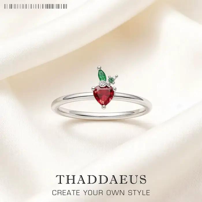 Bague d'amour aux fraises, bijoux fins européens pour filles et femmes, nouveau cadeau fantaisie mig
