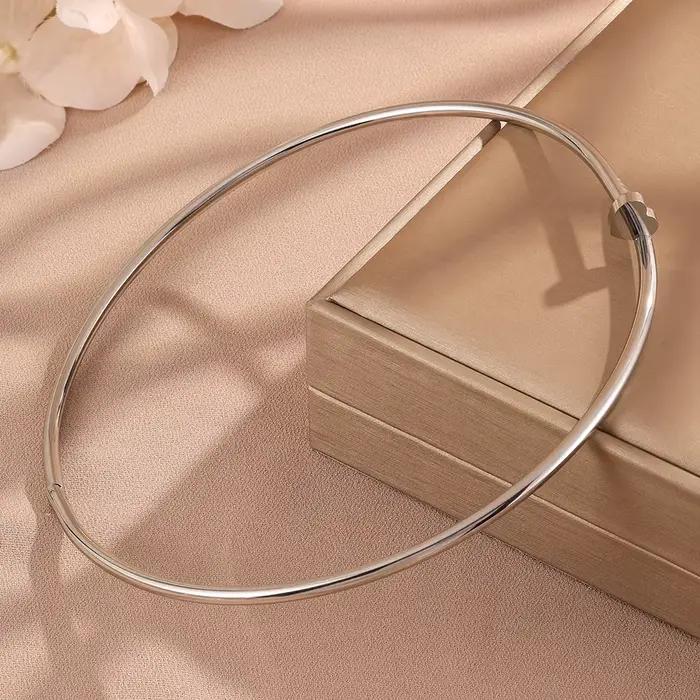 Collier ras du cou vintage en métal, chaîne lisse, bijoux gothiques pour femmes en couleur or/argent